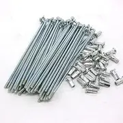 10G Electric Bicycle Spokes Silver Carbon Steel 3.0 mm Diameter E-Bike Motorcycle Spokes with 12 mm Nipples 55-220 mm Bicycle Spoke for E-Bike Motorcycle (185mm)