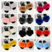 Lady Faux Fur Slippers Shoes Sandals Sliders Flip Flops Slip on Furry Fluffy