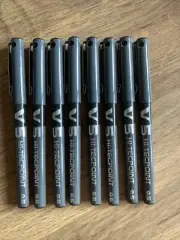 Pilot V5 Hi-Tecpoint Pure Liquid Ink 0.5mm Rollerball Pens,Black Ref-BXV5(8 PENS