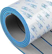OCEANBROAD Boat Flooring EVA Foam Self-Adhesive 48''x16.8'' Faux Teak Marine Boat Decking Sheet for Jon Boats Yacht Floor, Gray with Blue Seam Lines
