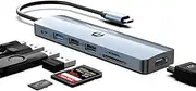 oditton USB C HUB, 7 in 1 USB Docking Station, High-Definition 4K HDMI, 100W Power Delivery, USB 3.0 Ports, Dual USB 2.0 Ports, SD/TF Card Reader, Compatible with iMac, Surface, XPS, Thinkpad