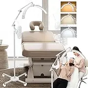 Lash Light Foldable Half Moon Lamp for Eyelash Tech Floor Lamp for Eyelash Extensions with Phone Holder & Wheeled Base Dimmable Esthetician Light with 3 Color Modes for Skin Care, Tattoo