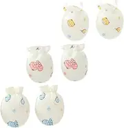 [ANDRESLAD] 3Pairs Scratch Mittens of Cotton Gloves for Newborns Soft and Warm Hand Protectors for Boy Girl for Keeping Cozy and Preventing Scratches
