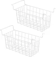 Homics Chest Freezer Organizer Bins, 16.5 Inch, Set of 2, Metal Wire Storage Baskets with Hanging Handles for Deep Freezer