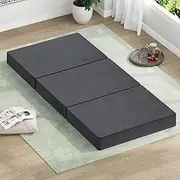 STARRY EUCALYPT Folding Mattress 10cm Tri-fold Sofa Lounge Mat Pad Portable 190cm x 79cm x 10cm Fabric Mattress Floor Bed for Home Office Camping and Travel Use, Plush Grey