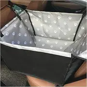 Foldable Dog Car Seat Cover Hanging Bag with Zipper Scratch & Hair Resistant Pet Back Seat Carriers Protector for Cars Truck SUV(Grey Paw Print)