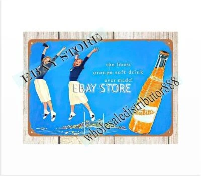 1950s Nesbitt's Orange Soda Pop metal tin sign local home decor stores