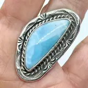 Navajo Larimar Ring Sz 6. by Navajo Betta Lee Handmade Sterling Sijlver 13.2g