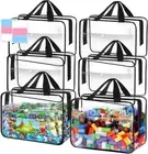 Toy Storage Bags 6 Packs, Kids Toy Storage Organizer with Zipper and Labels, PVC