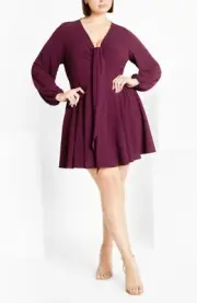 CITY CHIC Adelyn Dress in Plum Plus Size Medium / 18 NWT [RRP $109.95]