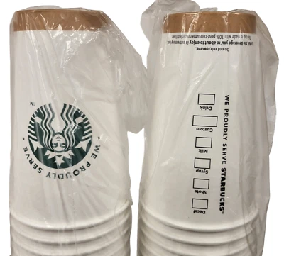 100CT STARBUCKS Coffee Grande 16oz Disposable Hot Paper To Go Paper Cups SEALED