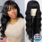 Body Wave Wigs With Bangs Human Hair For Black Women 20Inch None Lace Front W