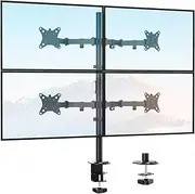 Quad Monitor Stand, 4 Monitor Mount for 17 to 32 inch Computer Screens, Fully Adjustable Stacked 4 Monitor Desk Mount, VESA Mount, Hold up to 19.8lbs per Arm, C clamp/Grommet Base