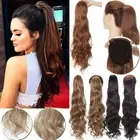 Real Long Thick Wavy Curly Hairpiece Clip in Hair Extensions Drawstring Ponytail