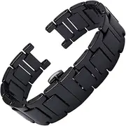 [Richie Strap]20mm Men Watch Strap Ceramics Bracele Buckle Black Band Fit For Pasha De Cartier
