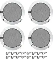 uxcell 4 Pcs 4inch Black Speaker Grill Mesh Metal Woofer Guard Protector Dust Cover Bright Silver Decorative Circle ABS Frame with Screws for Home Audio Car Speaker Replacement
