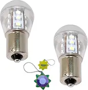 HQRP 2-Pack BA15s Bayonet Base 15 LEDs SMD 3528 LED Bulb Cool White for #93, #1141, #1156 RV Interior/Ceiling/Porch Lights Replacement + HQRP UV Meter