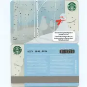 2011 Near Mint Starbucks Canada "Forest Snowmen" #6071 Pin Intact Card