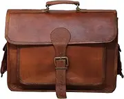 16" leather messenger bag laptop case office briefcase men computer distressed shoulder bag