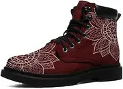 [AWSOLE] Boho-chic Low-Top Lace-Up Boots Floral, Mandala Ankle Booties for Ladies Girls Fashion Non-slip Gift Winter Walking Boot
