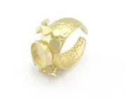 Disc Hammered Adjustable Ring Bezel Setting Raw Brass 10mm 7-9US size 4782