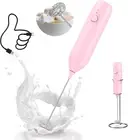 CIRCLE JOY Milk Frother Handheld with Stainless Steel Stand Rechargeable Milk Fo