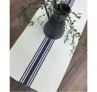 Table Runner 108 inch Grain Sack Navy Blue Stripe Rustic Cotton Farmhouse Decor