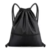 Drawstring Backpack Bag, Waterproof Draw String Back Sack with Black, Upgraded