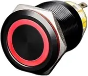 BANDKIT Switch on Off Black Metal Push Button Momentary Locking Power Switch 12V24V220V6V3V Mini Rotary Stop Start for Car Computor 22mm (Color : Red Ring Reset 24V)