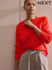 Orange Premium 100% Lambswool Crew Neck Jumper (B67860) | $41