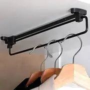 Retractable Closet Pull Out Rod,Adjustable Wardrobe Clothes Extendable Wardrobe Rail Tube Clothing Mount Wardrobe Hanger for Hanging Clothes,with Screws,Black/31Cm Learned extensively KeYJ