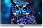 [VFMKT] Slim Metal Business Card Holder Portable Business Card Case Pocket Name Card Holder Blue Owl Wallet for Men Women Office Travel, style, One Size