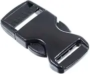 5 Pack - Flat Plastic Buckles for Paracord Bracelets, Dog Harnesses, Backpack Straps, and Webbing - Black