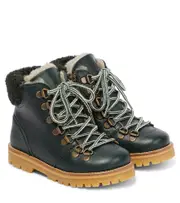 [Petit Nord] Petit Nord Shearling-lined leather boots UK 7 green