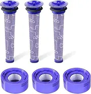 [hygieia] Washable Vacuum Filter Replacement Kit for Dyson V7 (SV11, SV37) & V8 (SV10, SV25) Vacuum Cleaners, Post Filter + Pre Filter - 3 Pack