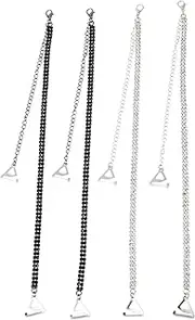 [Abaodam] Beaded Bra Straps 2 Pairs Rhinestone Bra Strap Invisible Shoulder Strap for Tops Dress Metal Bra Straps