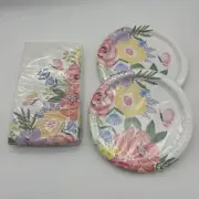 Spring Floral Flowers Butterfly Pastel Print Napkins Plates Party Decor Supplies
