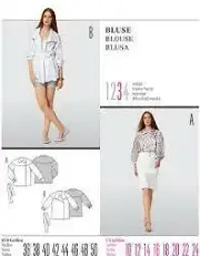 Burda Sewing Pattern 7522 Misses Blouse Size 10-24 Euro 36-50