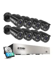 ZOSI 3K Lite 8CH Security Camera System Outdoor with 1TB Hard Drive,AI Human/...