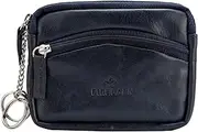 [FINELAER] Leather Coin Pouch Purse Wallet Change Pocket Size Holder Zipper For Men & Women, Denim Blue, S, Minimalist