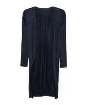 pleated open-front cardigan 3 Navy