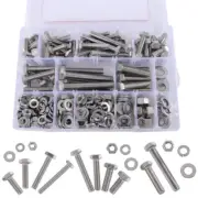 246PCS 1/4-20 5/16-18 3/8-16 Stainless Steel Hex Head Nuts Bolts Assortment Kit