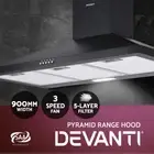 Devanti 900mm Range Hood 90cm Rangehood Kitchen Canopy LED Light Black