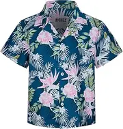 [MOHEZ] Little & Big Boys Hawaiian Shirts Short Sleeve Summer Beach Tropical Casual Aloha Luau Shirts Top for Kids