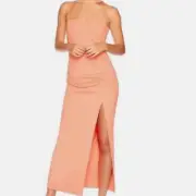 NWT Revolve Susana Monaco Size XL Tank Dress Peach Blush Ruched Slit Maxi Length