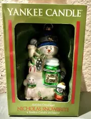 Yankee Candle "Nicholas Snowbrite" Glass Holiday Christmas Ornament Snowman 3