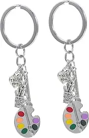 TOGEVAL 2pcs Palette Shaped Keychain Creative Key Ring for Artists for Backpack Decoration Travel Accessories Art Teachers and Students