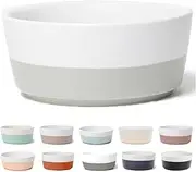 Waggo Dipper Ceramic Dog Bowl for Small and Large Breeds - Heavyweight and Durable Pet Food and Water Dish Crock, Dishwasher Safe, Modern (Light Grey, Large)
