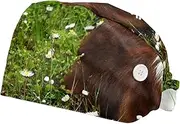 [FVQL] 2 Pcs Nurse Caps for Women, Reusable Surgical Cap Scrub Cap, Animal Border Collie Dog and Flower