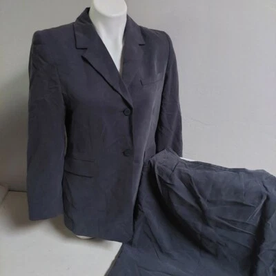 Amanda Smith Blue Two-Piece Skirt Blazer Suit Size 8P Professional Attire NEW
